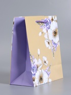 Пакет подарочный ламинированный «Самой нежной», бежевый - сиреневый, 18×22.3×10 см - фото 68977326