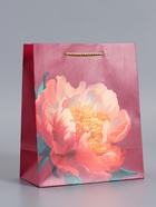 Пакет подарочный ламинированный «Пион», бордовый, 18×22.3×10 см - фото 68977329