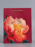 Пакет подарочный ламинированный «Пион», бордовый, 18×22.3×10 см - фото 68977330
