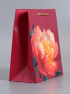 Пакет подарочный ламинированный «Пион», бордовый, 18×22.3×10 см - фото 68977332