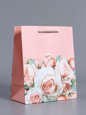 Пакет подарочный ламинированный «Улыбайся», пыльно - розовый, 18×22.3×10 см