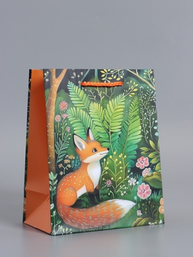 Пакет подарочный ламинированный «Лесные жители», зелёный, 18×22.3×10 см