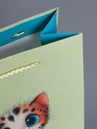 Пакет подарочный ламинированный «Маленький котенок», мятный - голубой, 18×22.3×10 см - фото 68977363