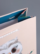 Пакет подарочный ламинированный «Мудрая совушка», бежевый - бирюзовый, 18×22.3×10 см - фото 68977369