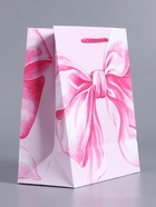 Пакет подарочный ламинированный «Розовый бант», нежно - розовый, 18×22.3×10 см - фото 68977386