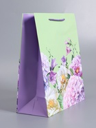 Пакет подарочный ламинированный «Цветы», 26×12×32 см - фото 68977428