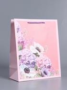 Пакет подарочный ламинированный «Цветочная радость», нежно - розовый, 26×12×32 см - фото 68977431