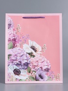 Пакет подарочный ламинированный «Цветочная радость», нежно - розовый, 26×12×32 см - фото 68977432