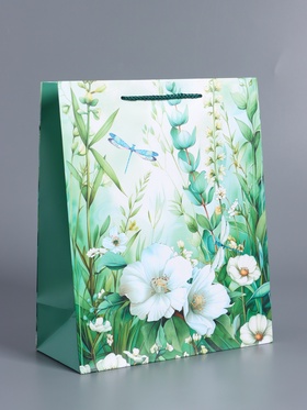 Пакет подарочный ламинированный «Летний лес», зелёный, 26×12×32 см