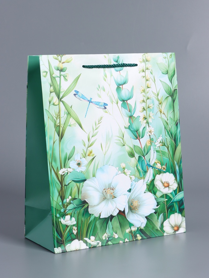 Пакет подарочный ламинированный «Летний лес», зелёный, 26×12×32 см - Фото 1