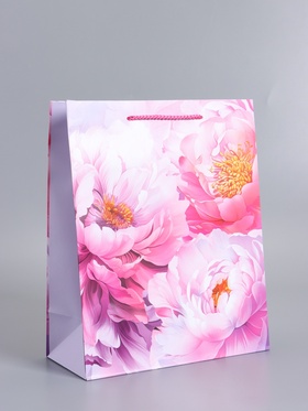 Пакет подарочный ламинированный «Пионы», 26×12×32 см