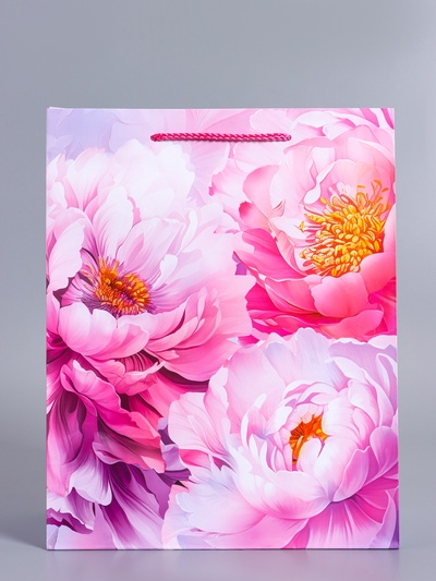 Пакет подарочный ламинированный «Пионы», 26×12×32 см