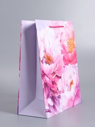 Пакет подарочный ламинированный «Пионы», 26×12×32 см - фото 68977506