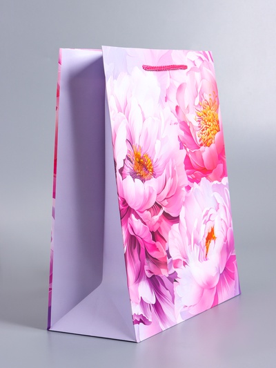 Пакет подарочный ламинированный «Пионы», 26×12×32 см