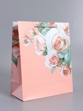 Пакет подарочный ламинированный «Цветочное признание», 26×12×32 см