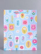 Пакет подарочный ламинированный «Цветы в рамке», 26×12×32 см - фото 68977558