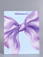 Пакет подарочный ламинированный «Сиреневый бант», 26×12×32 см - фото 68977570