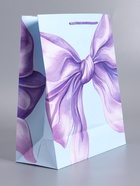 Пакет подарочный ламинированный «Сиреневый бант», 26×12×32 см - фото 68977572