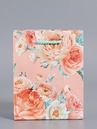 Пакет подарочный ламинированый «Цветочная радость», мятно - пудровый, 11.5×14.5×6.5 см - фото 68977594