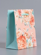 Пакет подарочный ламинированый «Цветочная радость», мятно - пудровый, 11.5×14.5×6.5 см - фото 68977596