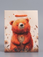 Пакет подарочный ламинированый «Мишка в поле», оранжевый, 11.5×14.5×6.5 см - фото 68977606