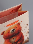 Пакет подарочный ламинированый «Мишка в поле», оранжевый, 11.5×14.5×6.5 см - фото 68977609