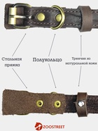 Ошейник безразмерный, 40×2 см, с подпряжником, кожа, коричневый  (артикул 10980445)  большой выбор товаров оптом и в розницу по низким ценам с доставкой