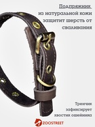 Ошейник безразмерный, 40×2 см, с подпряжником, кожа, коричневый - Фото 4