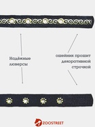 Ошейник, 45×2 см, с бантиком, тесьмой и стразами, кожа, чёрный - Фото 3