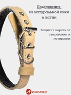 Ошейник, 35×1.5 см, подклад из ватина, кожа, бежевый  (артикул 10980457)  большой выбор товаров оптом и в розницу по низким ценам с доставкой