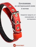 Ошейник, 35×1.5 см, подклад из ватина, кожа, красный - Фото 4