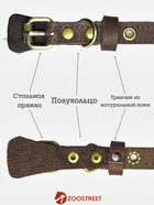 Ошейник безразмерный, 35×1.5 см, с подпряжником, кожа, коричневый - Фото 2