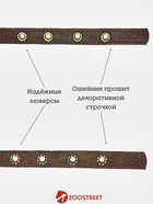 Ошейник безразмерный, 35×1.5 см, с подпряжником, кожа, коричневый - Фото 3