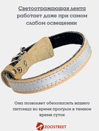 Ошейник, 35×1.5 см, с подкладом и светоотражающей лентой, кожа, бежевый  (артикул 10980463)  большой выбор товаров оптом и в розницу по низким ценам с доставкой