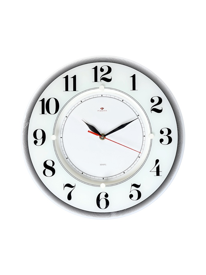 УЦЕНКА Часы настенные, интерьерные «Рубин», бесшумные, d=34 см, белые - Фото 1