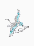 Брошь "Аист в облоках", цвет бело-голубой в серебре - фото 68183443