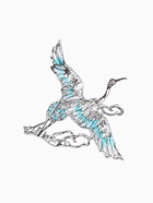 Брошь "Аист в облоках", цвет бело-голубой в серебре - фото 68183444