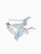 Брошь "Аист в облоках", цвет бело-голубой в серебре - фото 68183445