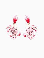 Серьги «Краб», красно-белые в золоте - фото 68977618