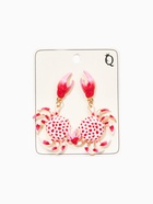 Серьги "Краб", цвет красно-белый в золоте - фото 68183467