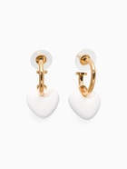 Серьги со съмными элементами "Сердца" пухлые, цвет белый в золоте - фото 68183471