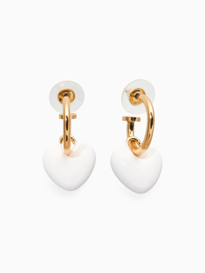 Серьги со съёмными подвесками «Сердца», белые в золоте - Фото 1