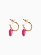 Серьги со съмными элементами "Сердца" пухлые, цвет ярко-розовый в золоте - фото 68183475