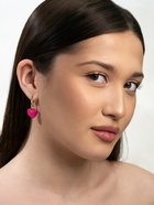 Серьги со съёмными подвесками «Сердца», ярко-розовые в золоте - Фото 2