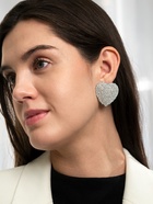 Серьги «Сияние вечера. Сердце», белые в серебре - Фото 2