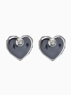 Серьги "Сияние вечера" сердце, цвет белый в серебре - фото 68183478