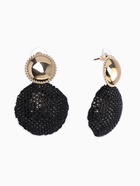 Серьги "Сияние вечера" круг двойной, цвет чёрный в золоте - фото 68183482