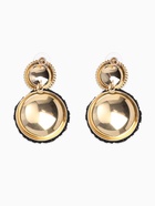 Серьги "Сияние вечера" круг двойной, цвет чёрный в золоте - фото 68183483