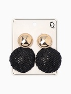 Серьги "Сияние вечера" круг двойной, цвет чёрный в золоте - фото 68183484