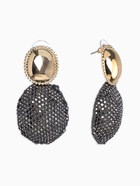 Серьги "Сияние вечера" овал двойной, цвет серый в золоте - фото 68183487